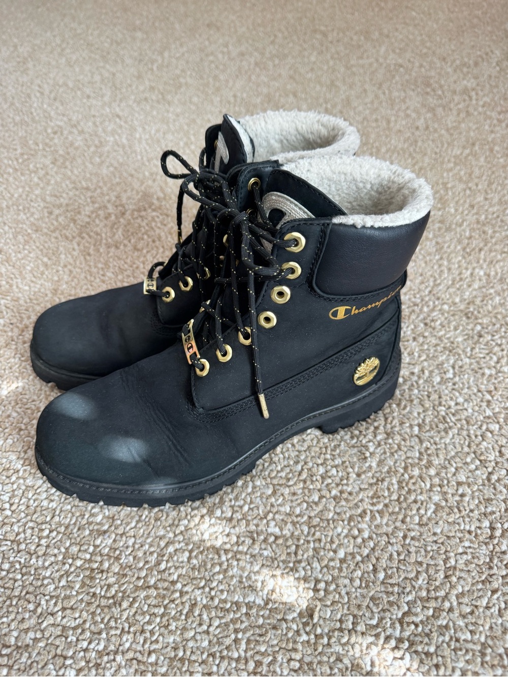 Timberland x Champion Collab Black Lace-Up Boots